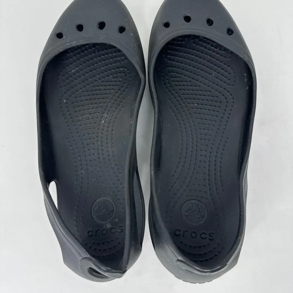 Crocs Kadee Shoes Ballet Flats Cutout Rounded Toe Slip On Black Womens Size 8‎